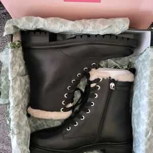 Kate Spade Mixed Material Jemma Booties In Black/Bare Size 7.5B